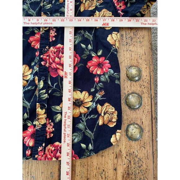 Forever 21 Mens Floral Print Short Sleeve Button-Up Shirt M Black Multicolor - Picture 6 of 6